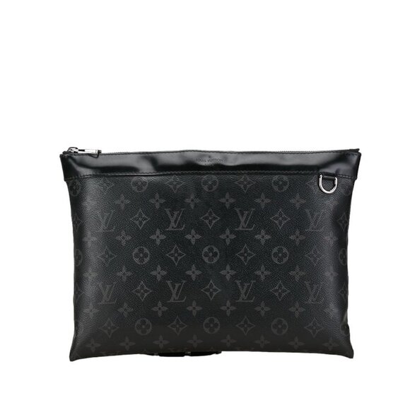LOUIS VUITTON Black Monogram Leather Pouch - Picture 1 of 10